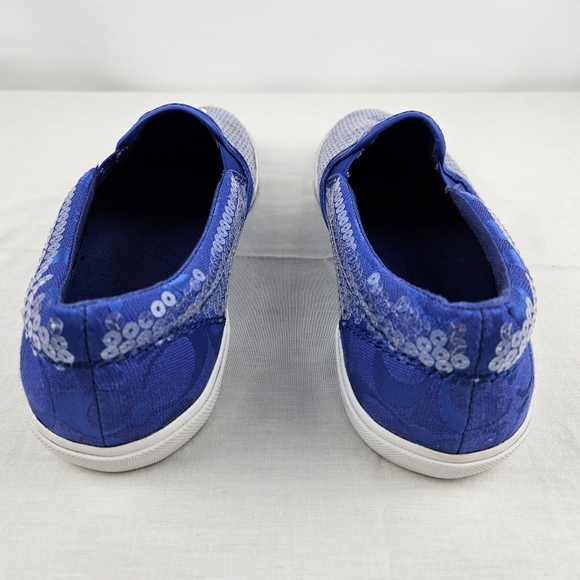 Coach blue sequin slip-on womens size 7.5 flat sneakers - Picture 4 of 16
